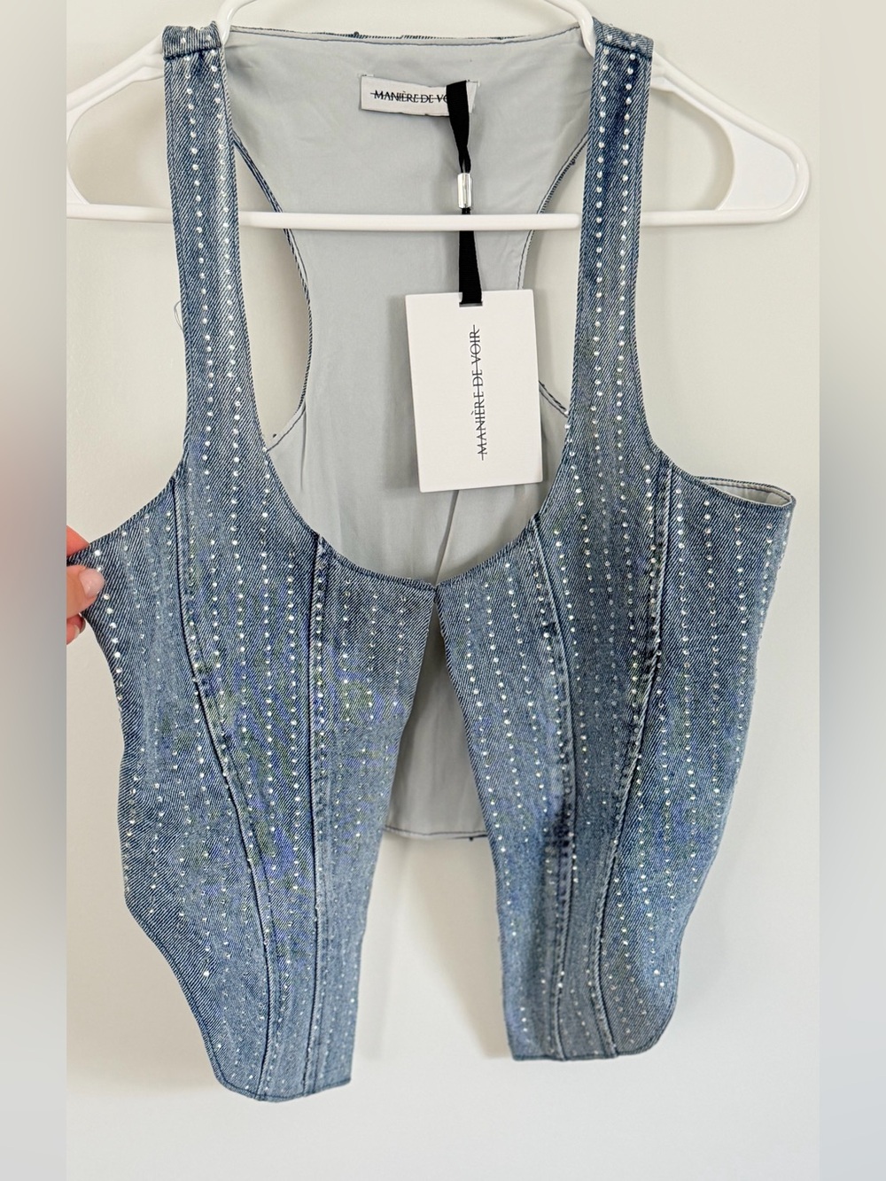 MANIERE DE VOIR RHINESTONE DENIM Corset NWT SIZE 6